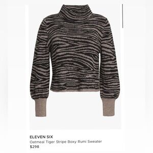 Eleven six Oatmeal Tiger Stripe Boxy Rumi Sweater size Xs/sm Msrp $298